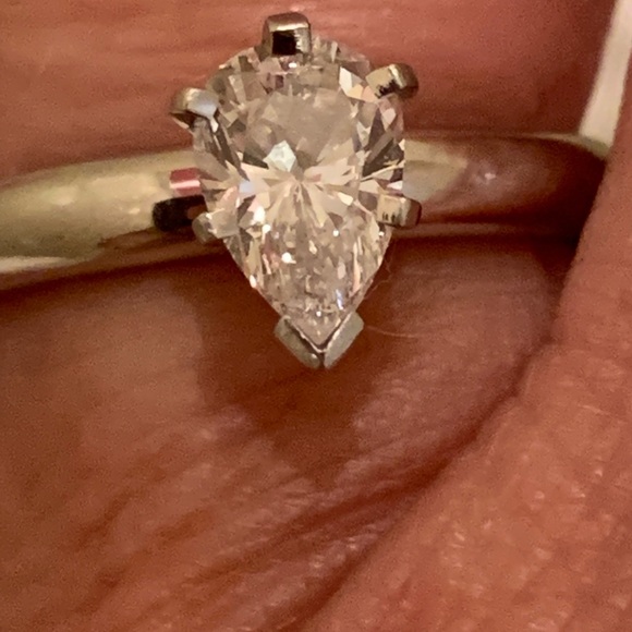 SOLD Blue Nile Pear Shaped Diamond Solitaire Sz 5.75 - Picture 3 of 11